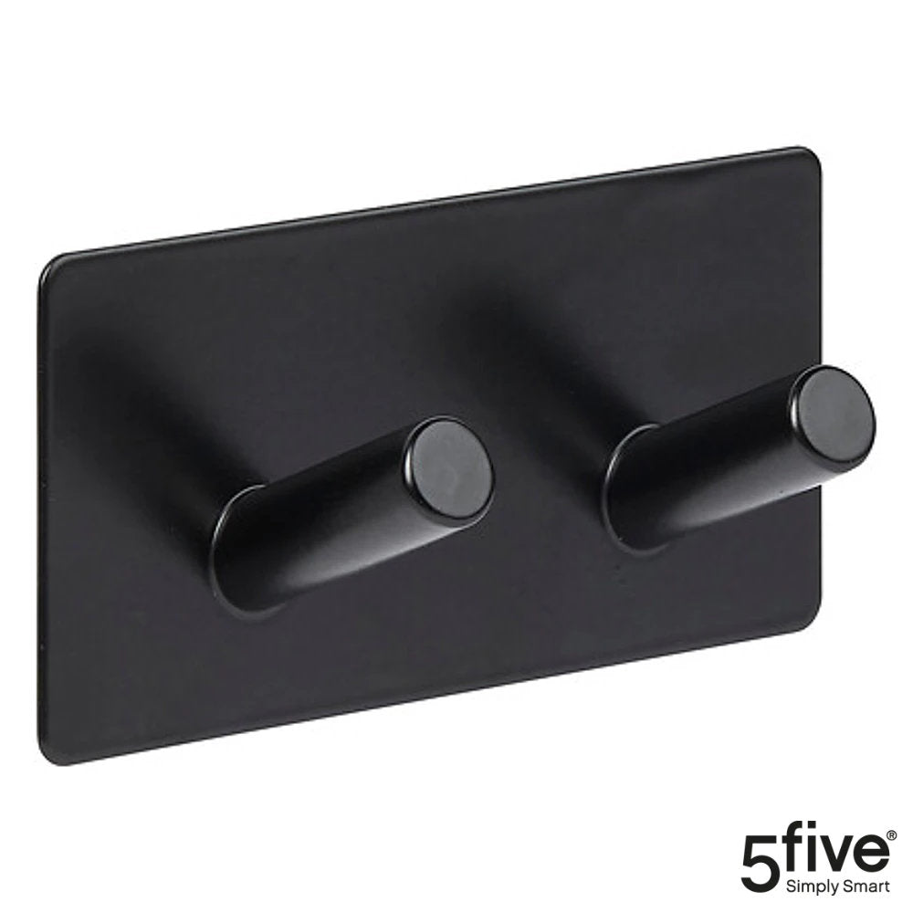 5five Stiky selbstklebender Doppelhaken 9 × 3,5 cm, Silber oder Schwarz
