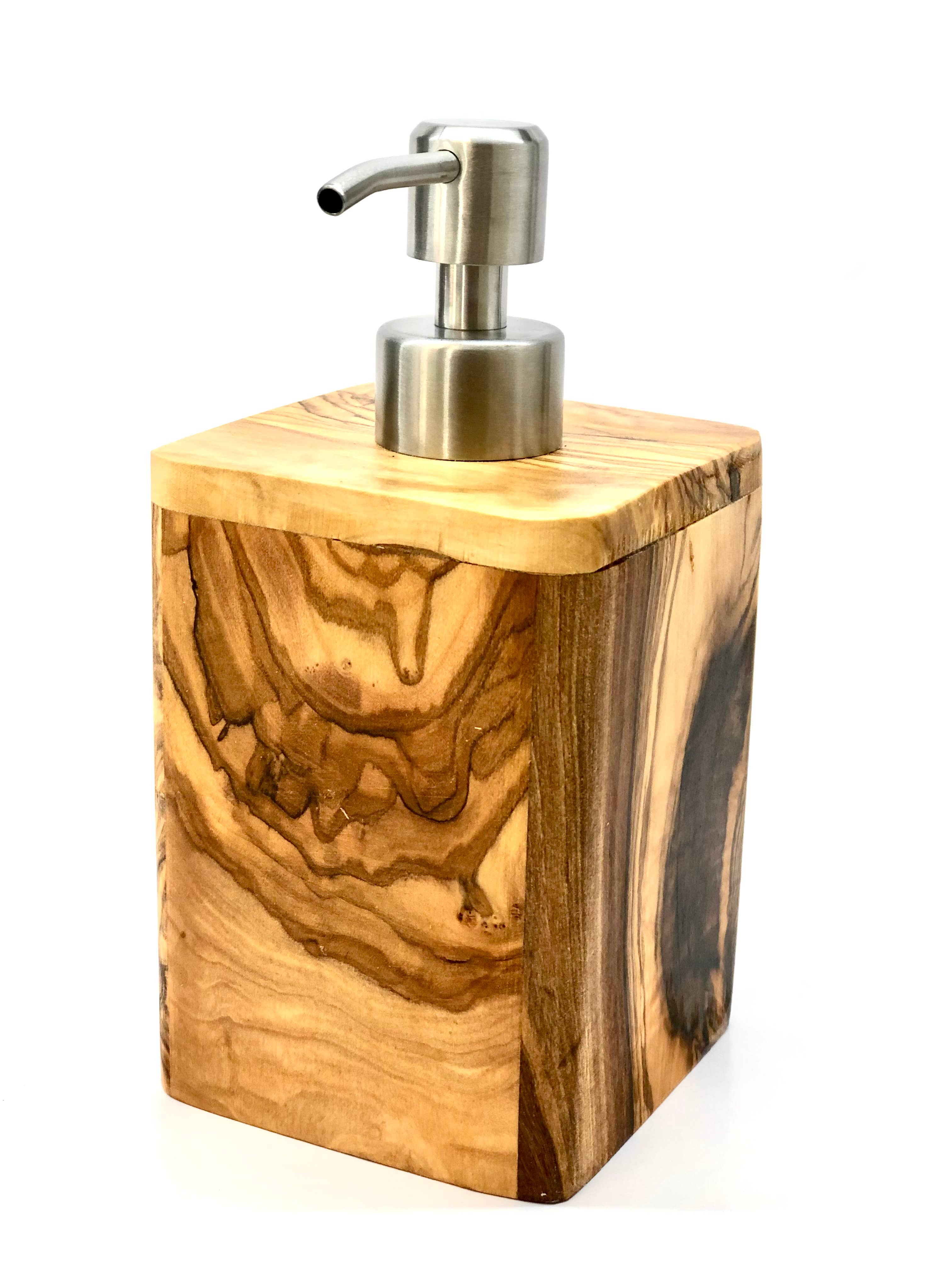 olivenholz-erleben | Seifenspender ENJOY mit Spender aus Edelstahl | gefertigt in Deutschland