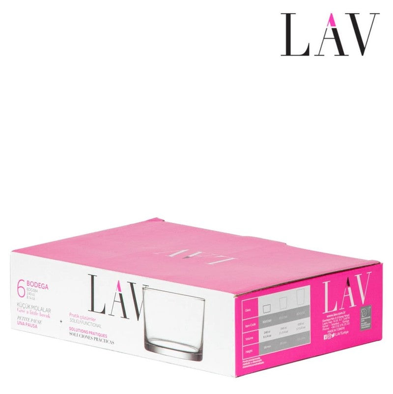 6er-Set Bodega Gläserset TRINKGLAS Glas Trinkgläser Gläser Wassergläser Whiskygläser von LAV 240ml