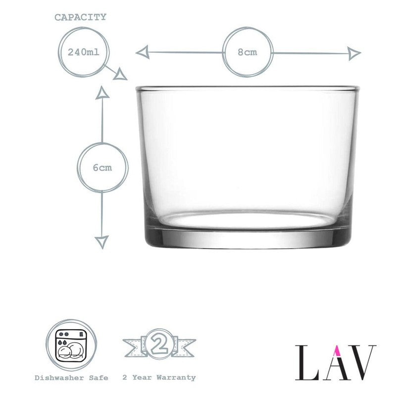 6er-Set Bodega Gläserset TRINKGLAS Glas Trinkgläser Gläser Wassergläser Whiskygläser von LAV 240ml