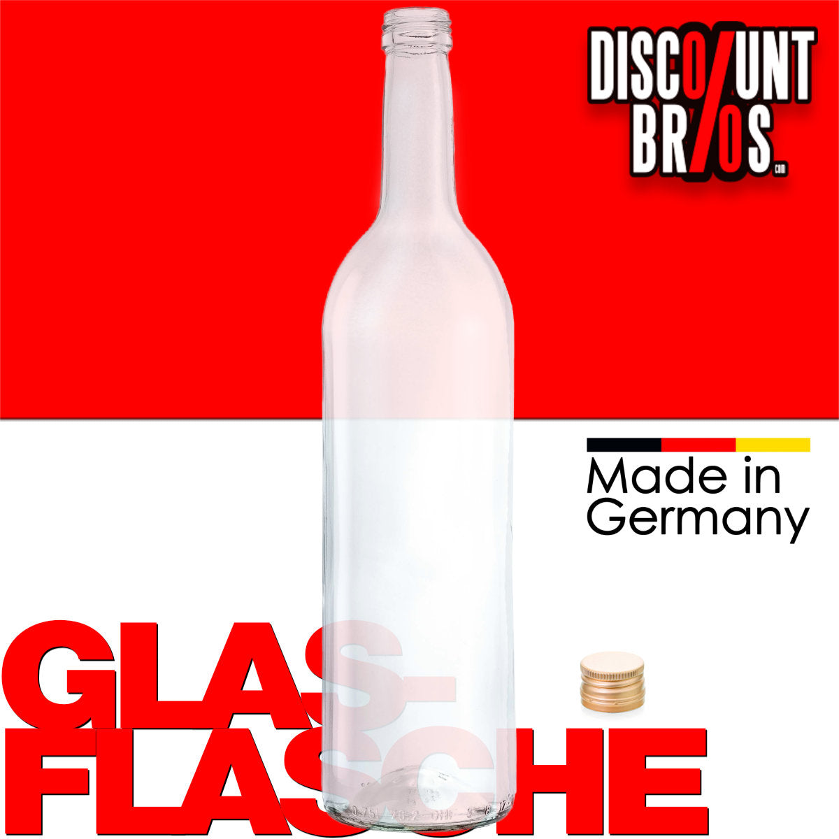52er-Set 750ml GLASFLASCHEN mit DECKEL Flasche mit Schraubverschluss PP28 DE