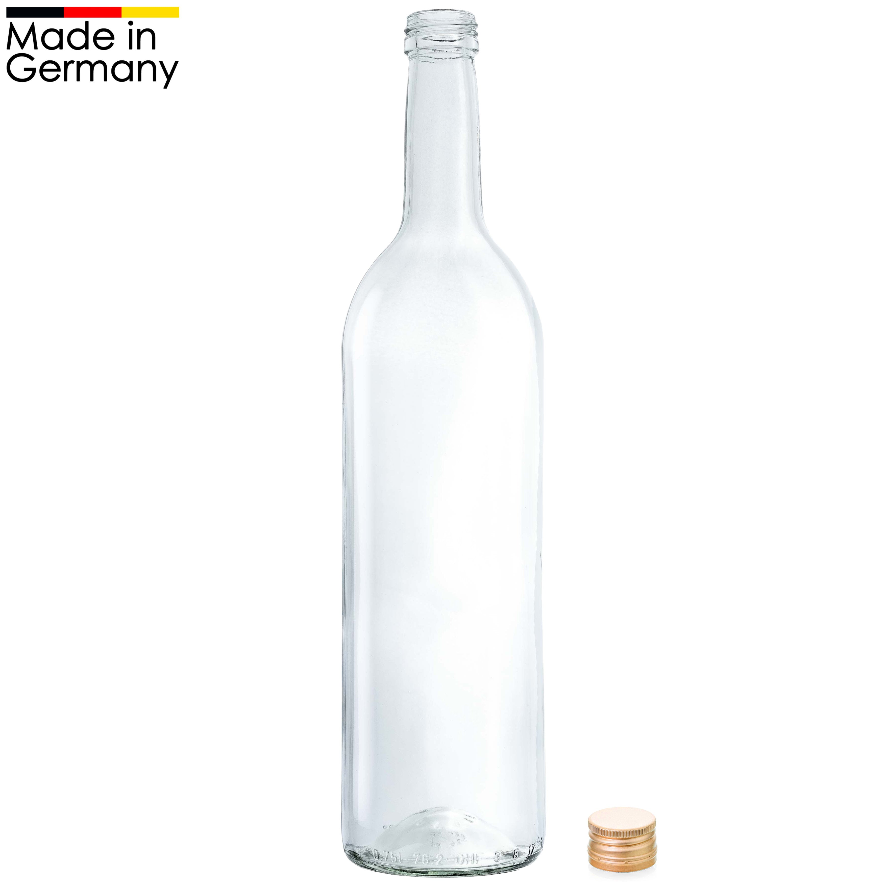 52er-Set 750ml GLASFLASCHEN mit DECKEL Flasche mit Schraubverschluss PP28 DE