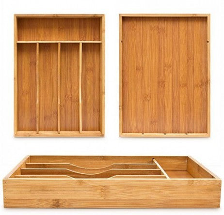 BESTECKKASTEN Schubladeneinsatz aus Bambus Holz 34×25×4,5cm