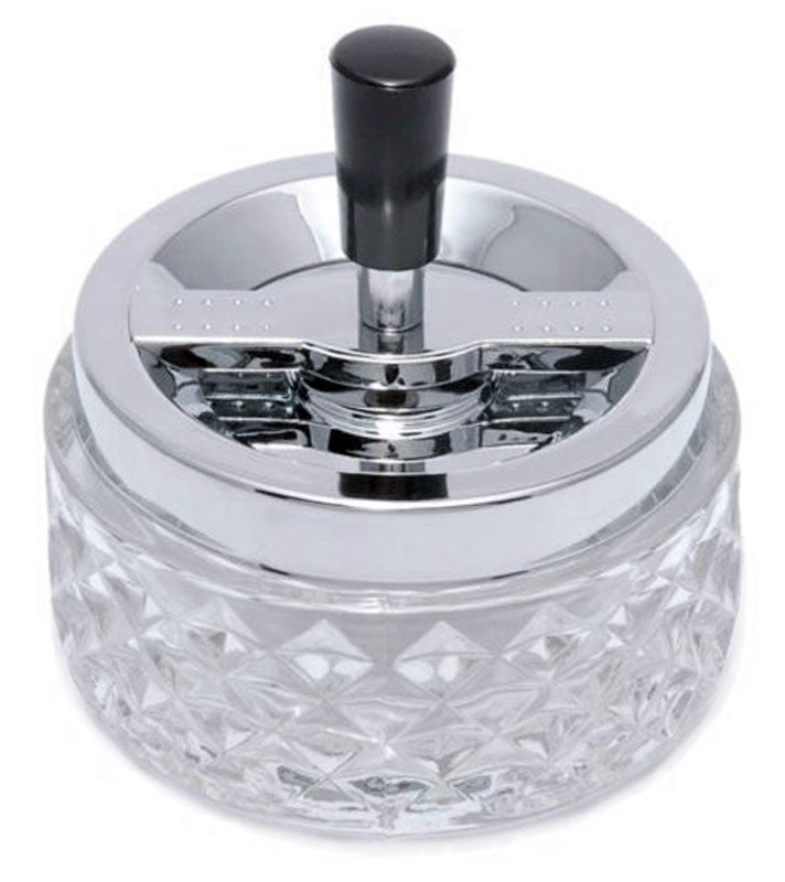 Deluxe Glas DREH-ASCHENBECHER Aschenbecher Schleuderaschenbecher Drehaschenbecher ANGEL Ø12cm