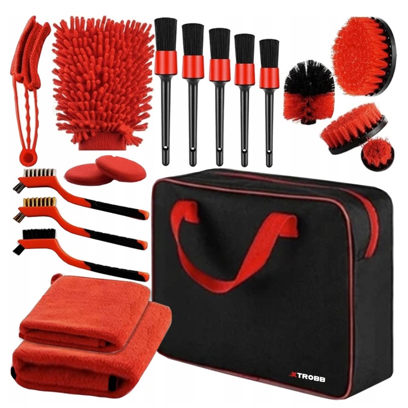 X-TROBB AUTO REINIGUNGS-SET Autopflege Set Fahrzeugaufbereitung Set Autoreinigungszubehör 19-teilig