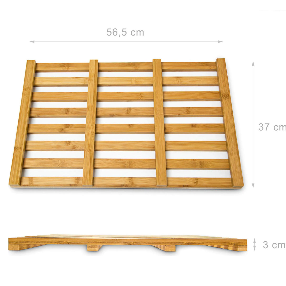 Bambus Holzrost Badvorleger Badteppich Badematte Natur 57 × 37 cm
