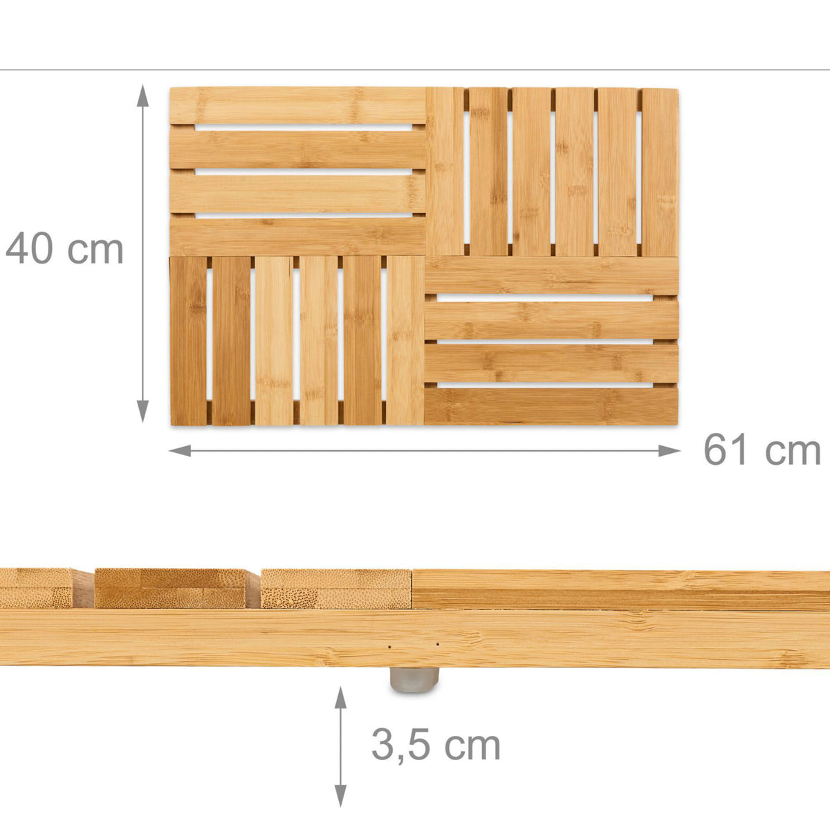 Bambus Holzrost Badvorleger Badteppich Badematte Natur 61 × 40 cm