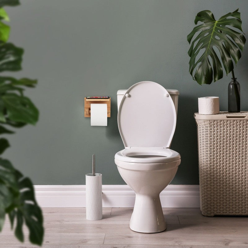 Toilettenpapierhalter WC-PAPIER-HALTER mit Ablage aus Bambus-Holz RECHTS