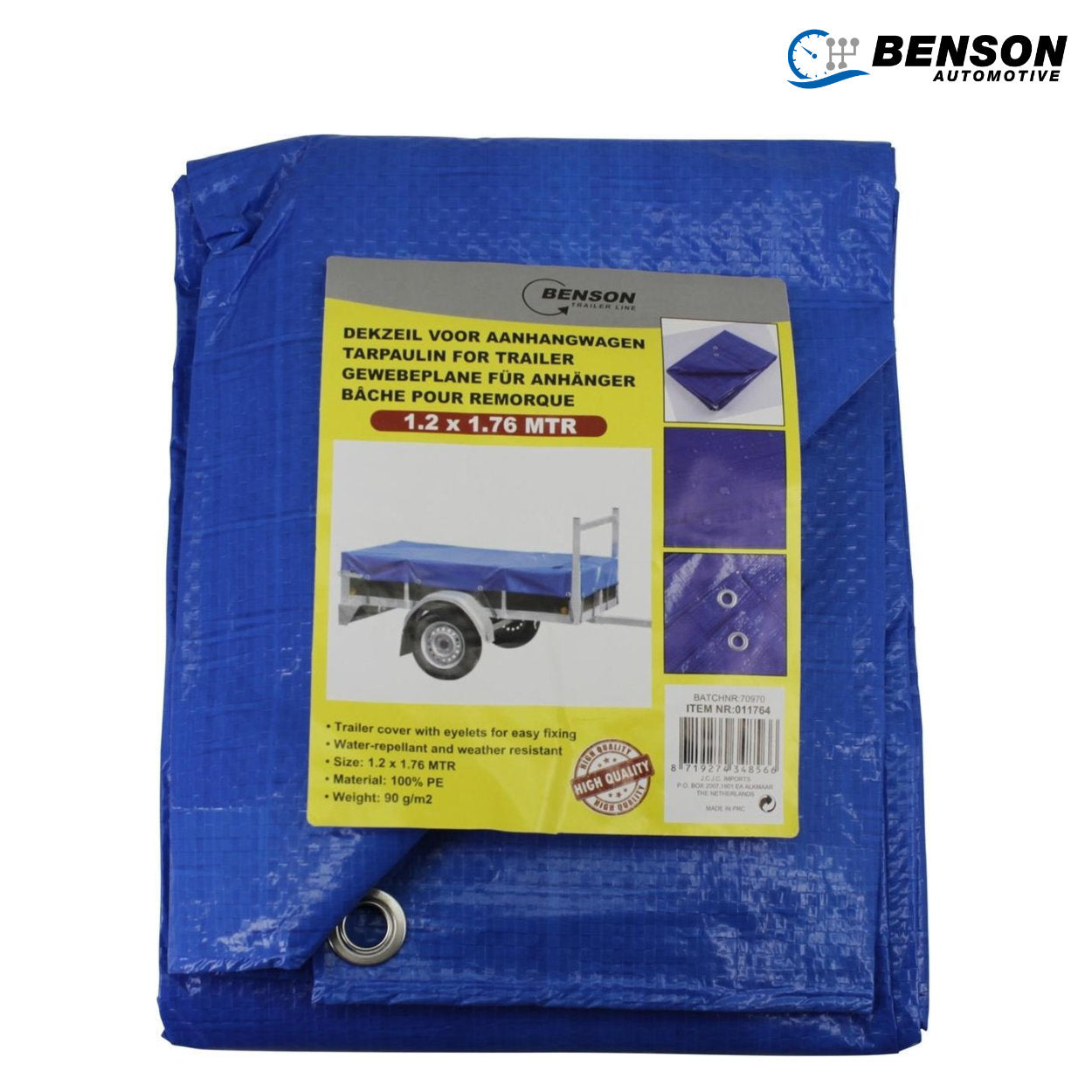 Benson Anhängerplane 1,2 × 1,76 m Gewebeplane in blau