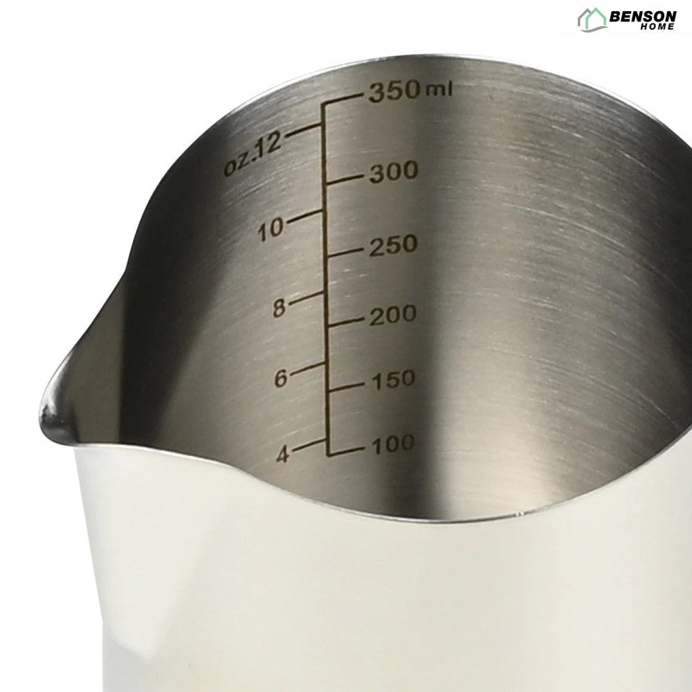 Barista Milchkännchen KRUG aus Edelstahl mit Messskala 350ml