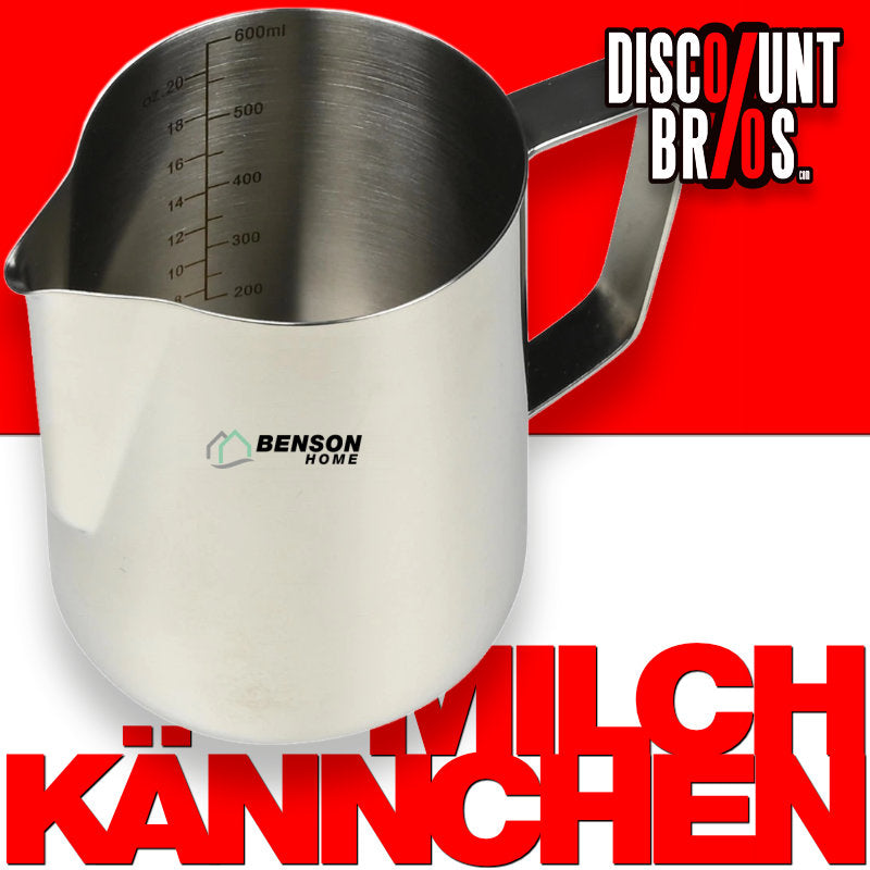Barista Milchkännchen KRUG aus Edelstahl mit Messskala 600ml