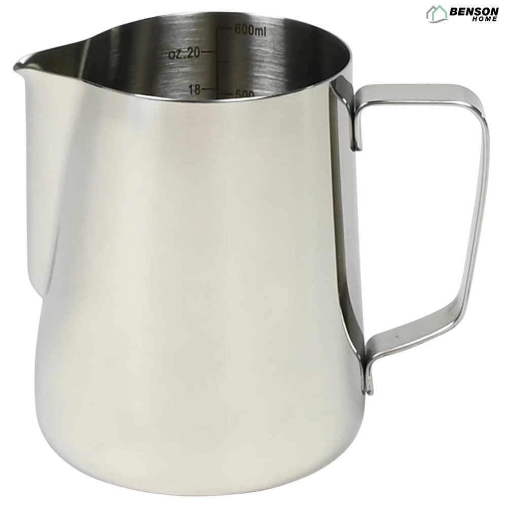 Barista Milchkännchen KRUG aus Edelstahl mit Messskala 600ml