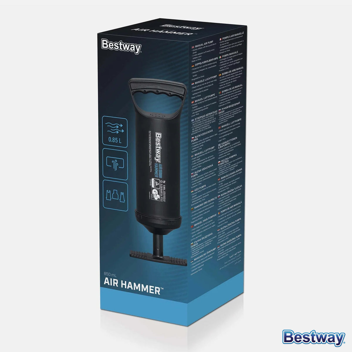 Verpackung der Bestway Air Hammer 850-ml-Handpumpe