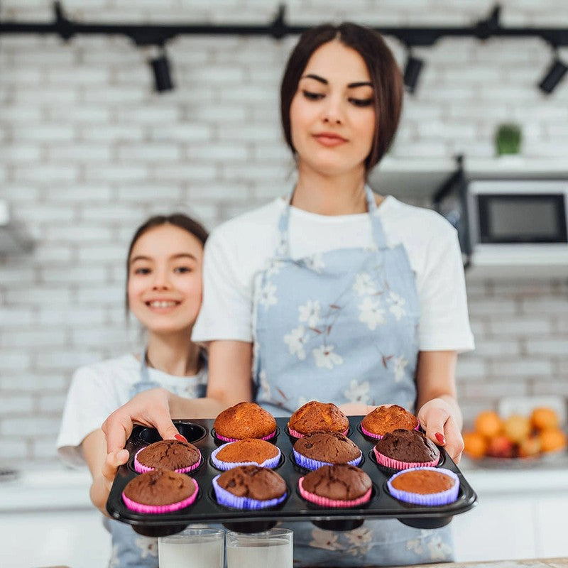 Cupcake Muffin Backform Antihaftbeschichtet mit 12 Silikonförmchen