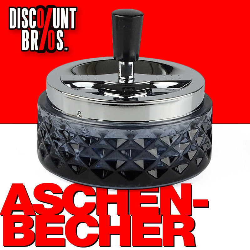 Deluxe DREH-ASCHENBECHER Aschenbecher Drehaschenbecher Glas SCHWARZ Ø12cm