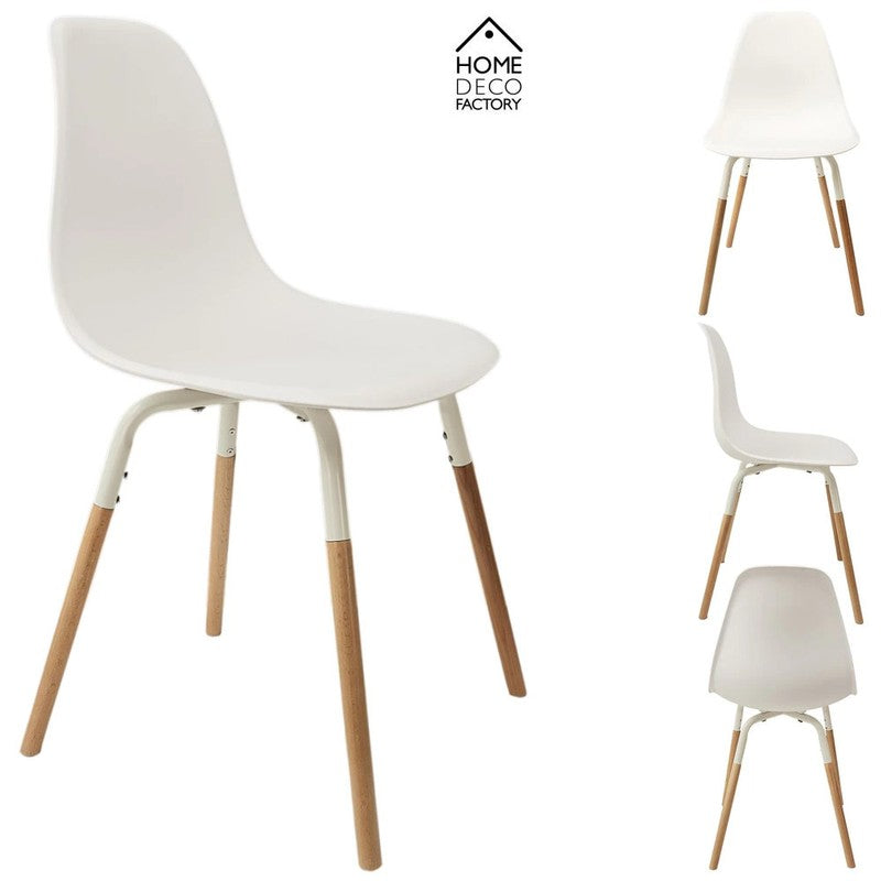 Skandinavischer Designer STUHL Esszimmerstuhl | Kunststoff Sitz und Beine aus Holz WEISS