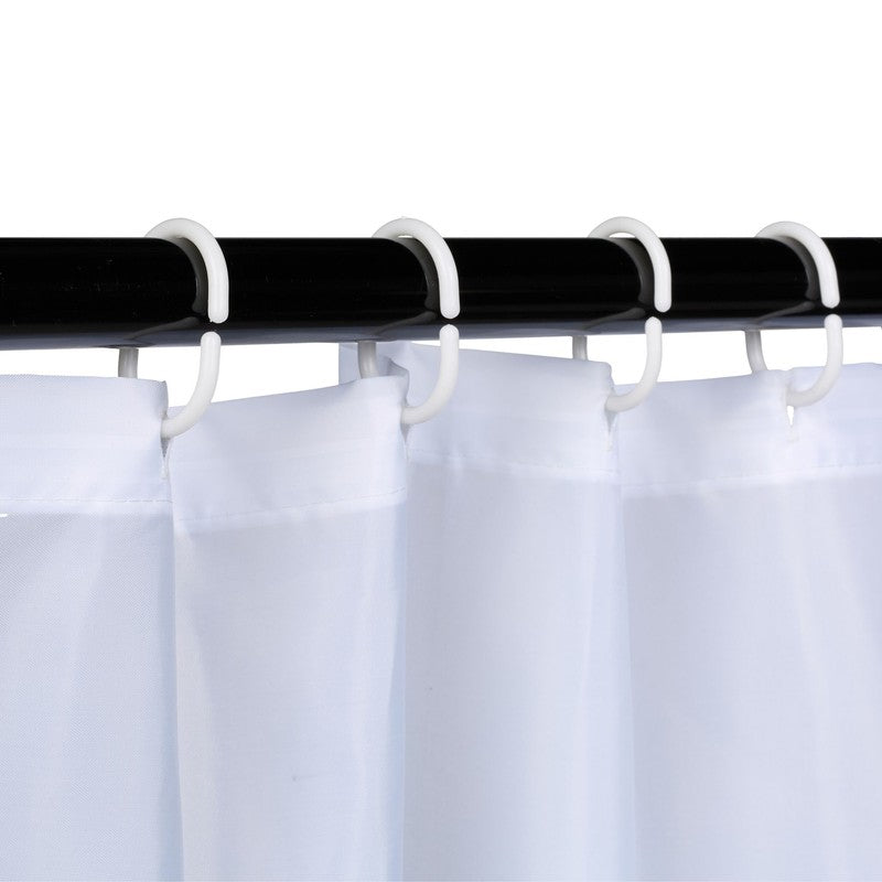 Textil DUSCHVORHANG Polyesterstoff mit Hexagon Motiv + 12 Ringe 180×200cm