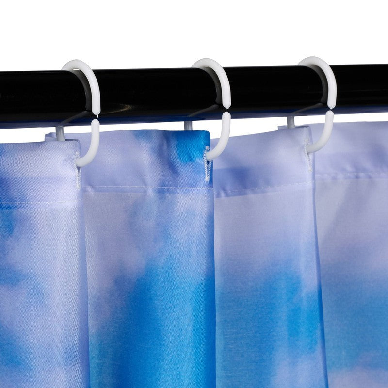 Textil DUSCHVORHANG Polyesterstoff mit Strand Motiv + 12 Ringe 180×200cm