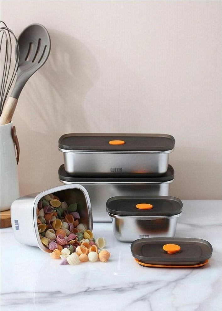 Quttin Edelstahl LUNCHBOX Vorratsdose mit Vakuumverschluss 450ml