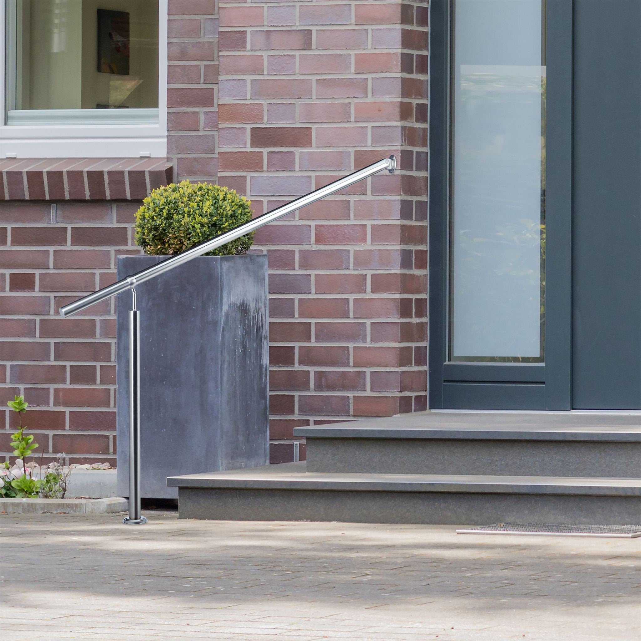 Edelstahl TREPPENGELÄNDER mit Handlauf und Pfosten 150×80cm