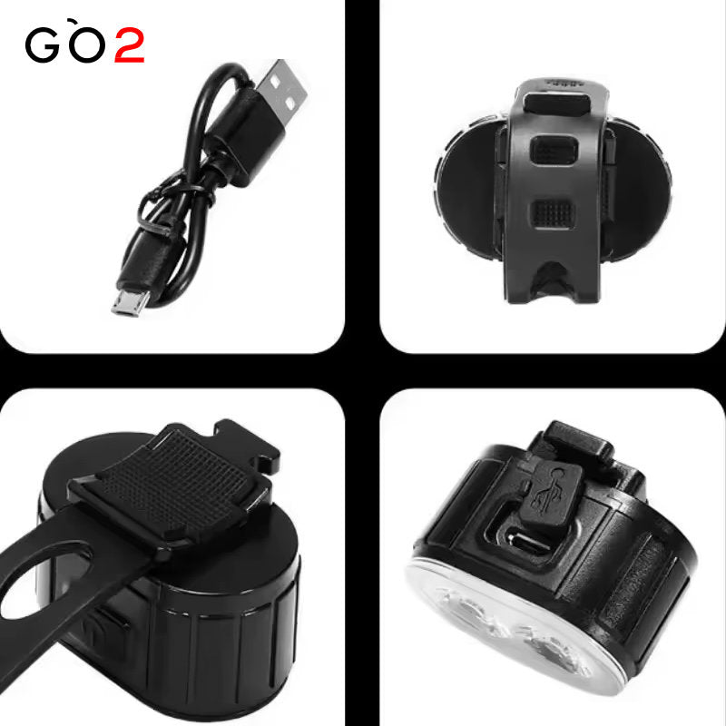 GO2 USB VELOLICHT Set vorne und hinten wiederaufladbare Fahrrad Front- + Rückleuchte 200/50 Lumen
