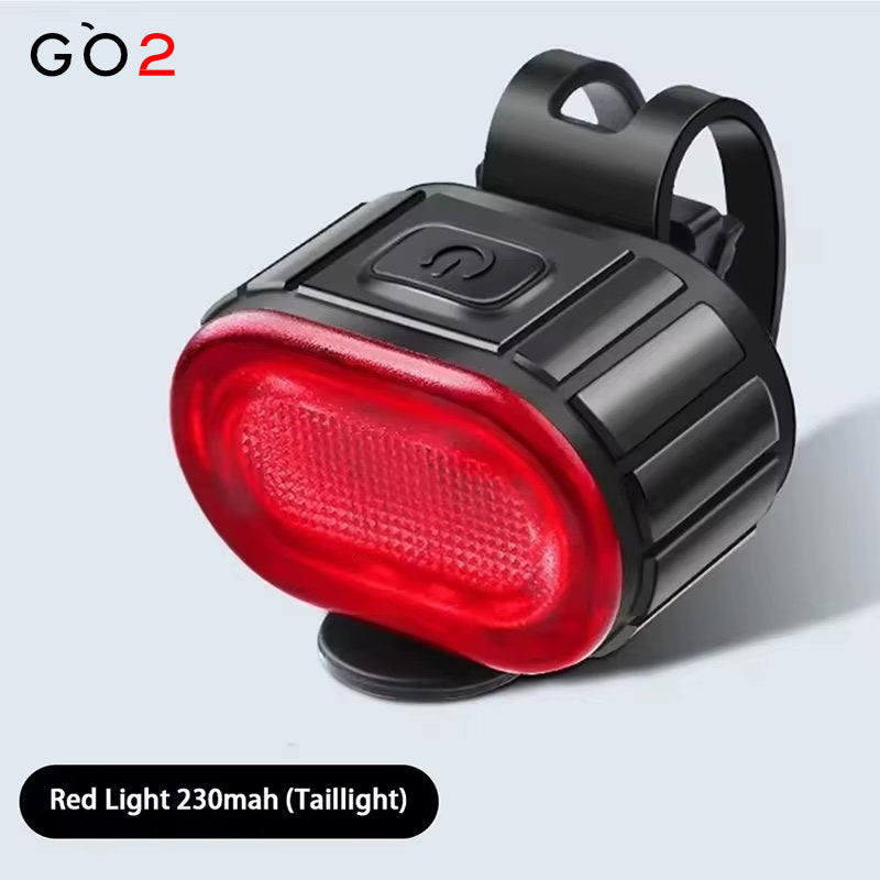 GO2 USB VELOLICHT Set vorne und hinten wiederaufladbare Fahrrad Front- + Rückleuchte 200/50 Lumen