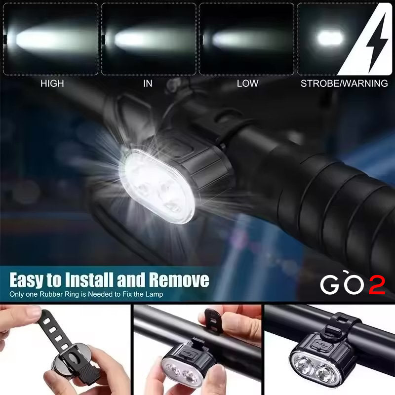 GO2 USB VELOLICHT Set vorne und hinten wiederaufladbare Fahrrad Front- + Rückleuchte 200/50 Lumen