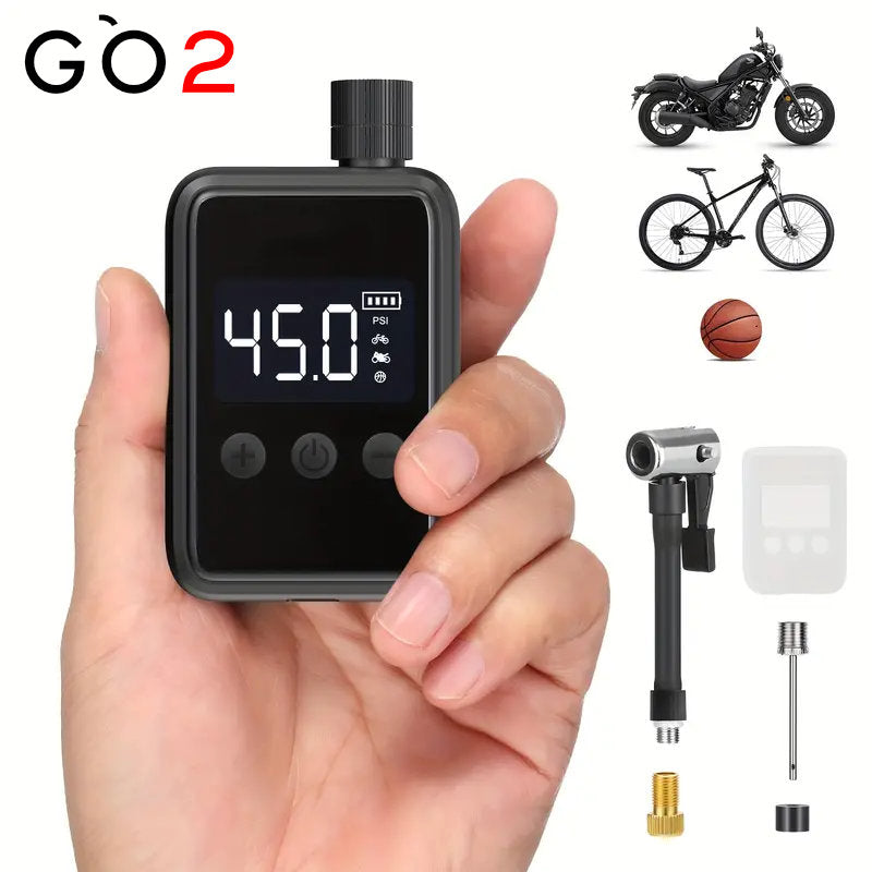 GO2 elektrische Mini Fahrradpumpe E-Bike und Velo Luftpumpe USB-C 150 PSI 125g leicht