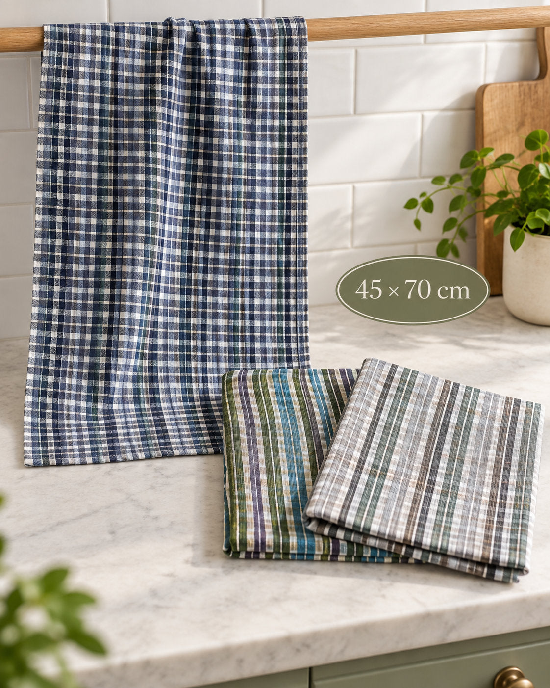 Geschirrtuch Baumwolle 45 × 70 cm, farbig sortiert, einzeln