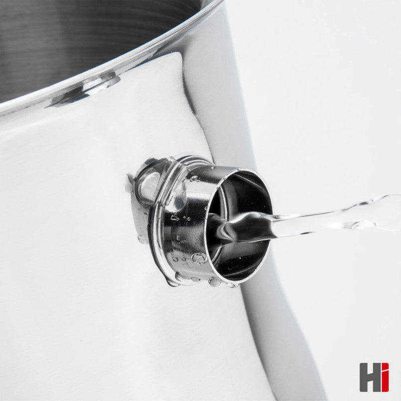 Edelstahl Milchtopf Simmertopf PFANNE Kochtopf mit Griff und Flötenkessel-Funktion Ø14cm 1,5L