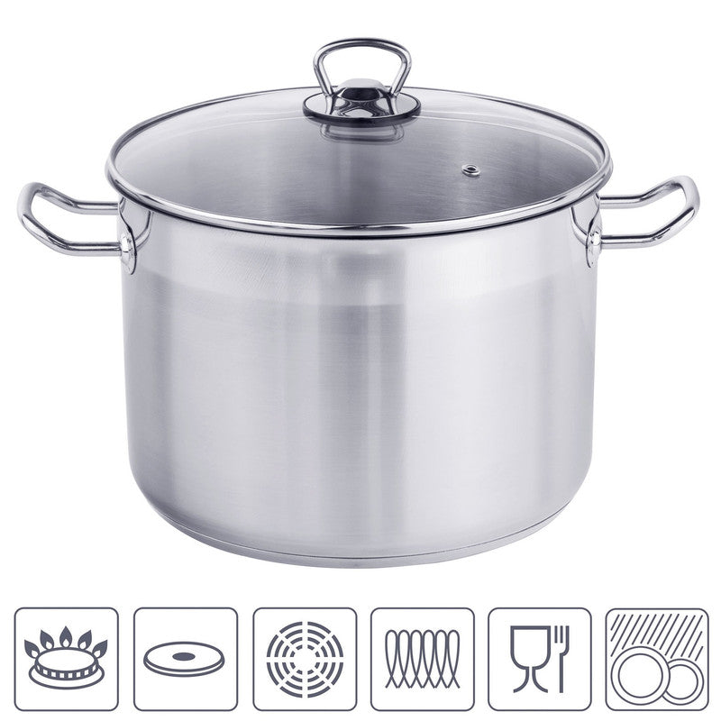 Edelstahl Universaltopf PFANNE mit Glasdeckel Ø26cm 10ltr