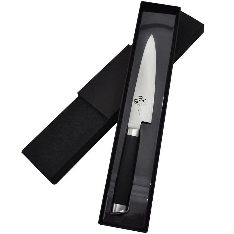 KAI SEKISOROKU Allzweckmesser Petty Messer mit Damaststahl-Klinge (150 mm) und Holzgriff SCHWARZBRAUN