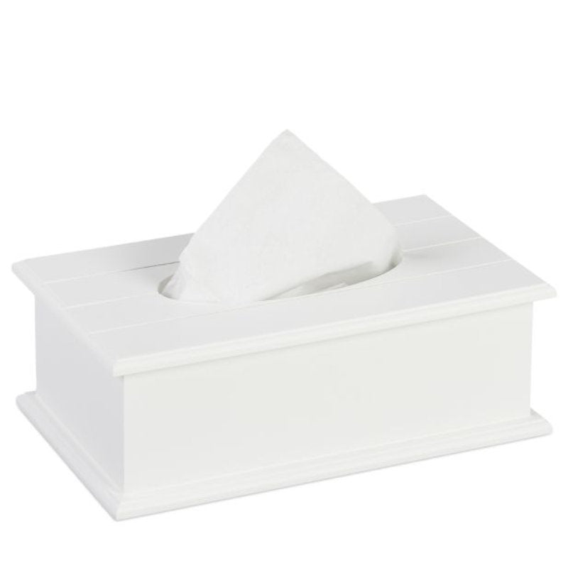 Holz KOSMETIKTÜCHERBOX in Weiss mit Klappdeckel