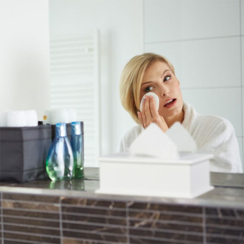 Holz KOSMETIKTÜCHERBOX in Weiss mit Klappdeckel