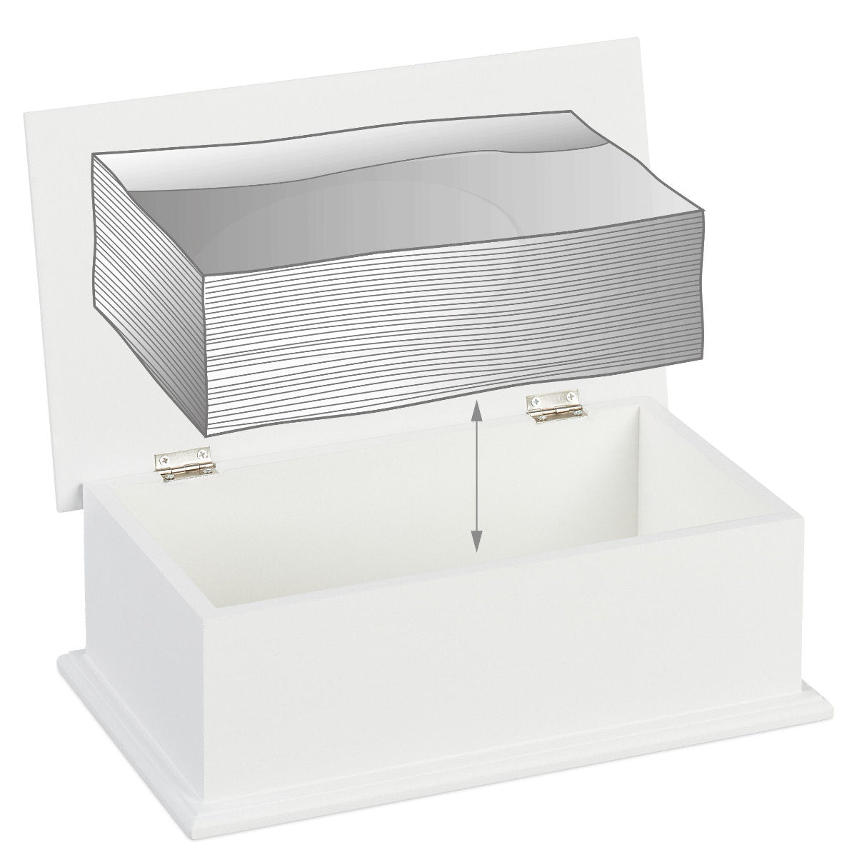 Holz KOSMETIKTÜCHERBOX in Weiss mit Klappdeckel