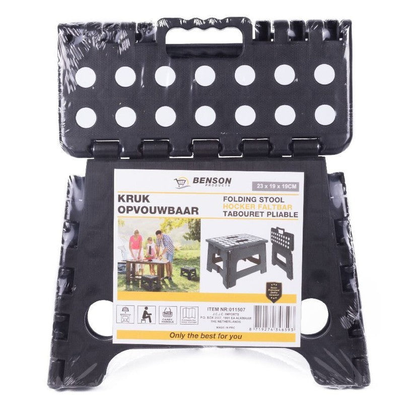 Klappbarer Hocker MINI KLAPPTRITT Klapphocker SCHWARZ -80kg
