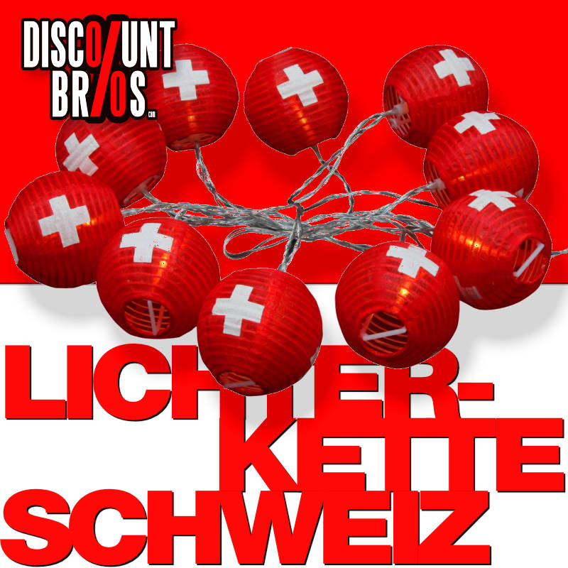 1. AUGUST LED SOLAR LICHTERKETTE mit 10 Lampions mit Schweizer-Kreuz