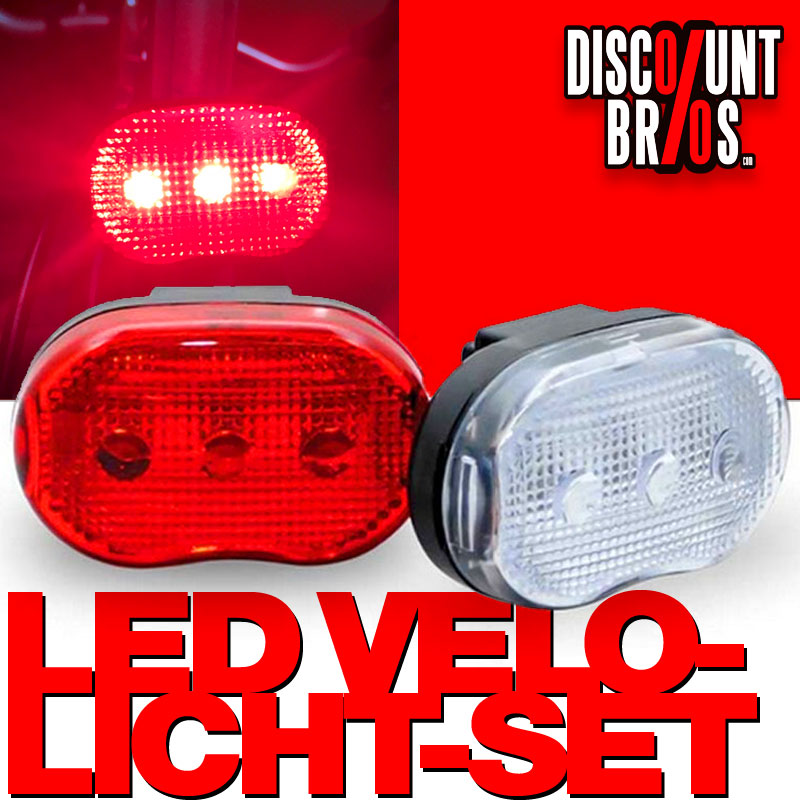 Front- + Rücklicht 3 LED VELOLICHT Fahrrad Frontleuchte und Rückleuchte