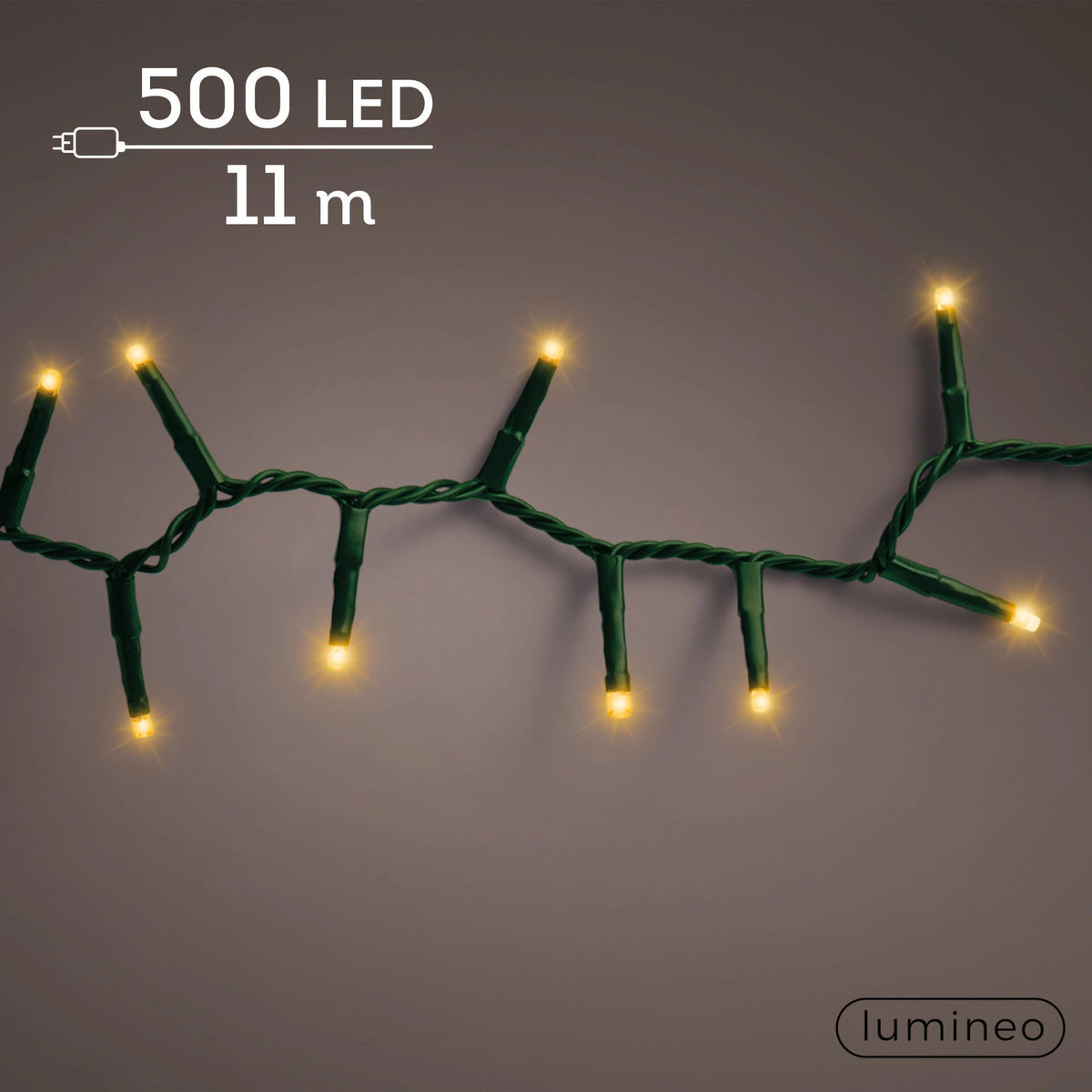 Lumineo Compact LED-Lichterkette 500 LED, 11 m, klassisch warm mit Timer
