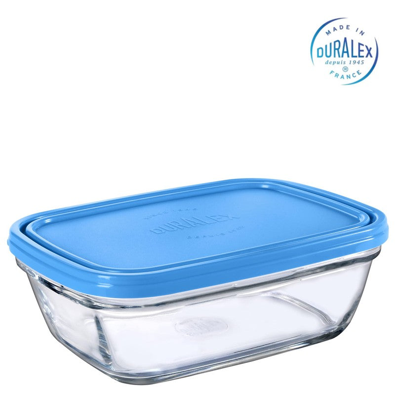 Duralex Freshbox rechteckige SCHÜSSEL mit DECKEL Vorratsdose Aufbewahrungsbox Lunchbox Frische Box 1,1l Blau