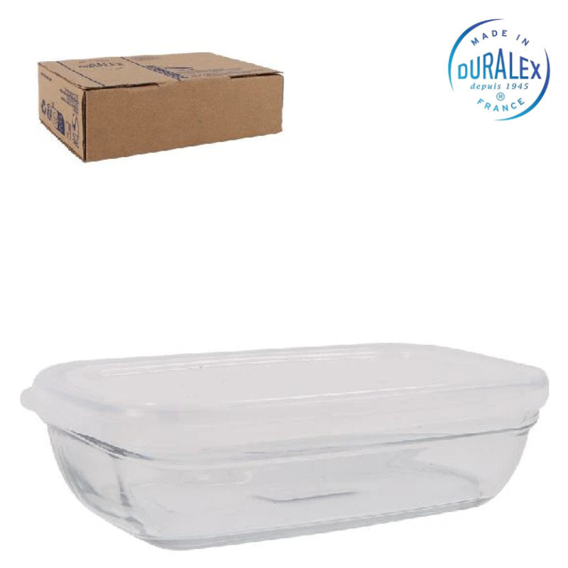 DURALEX Freshbox Lunchbox aus Glas 15 × 9,5 cm mit Deckel Vorratsdose Aufbewahrungsbox Frische Box 0,37 l Transparent