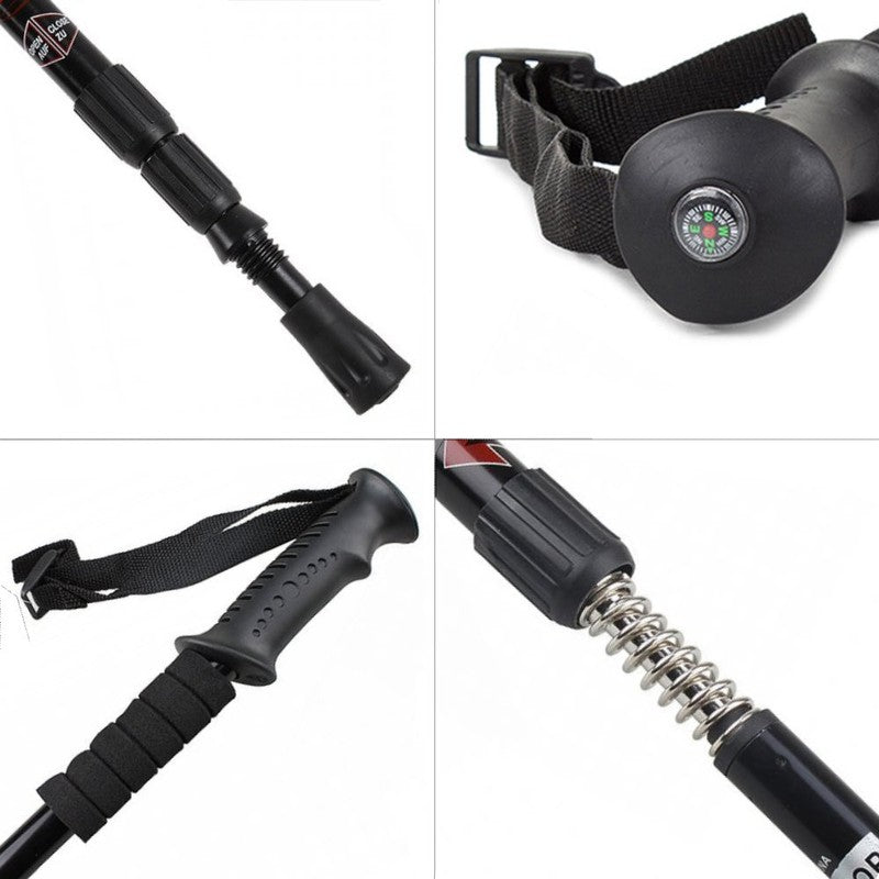 Wanderstöcke NORDIC WALKING Trekkingstöcke Stöcke mit Kompass SCHWARZ