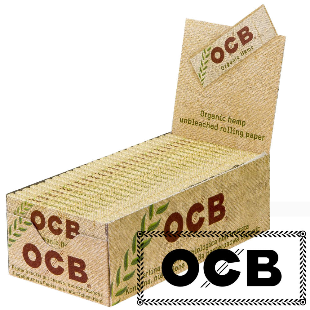 50er Verkaufsdisplay OCB BIO HEMP Zigarettenpapier Unbleached Papers 50 Hefte à 50 Blatt