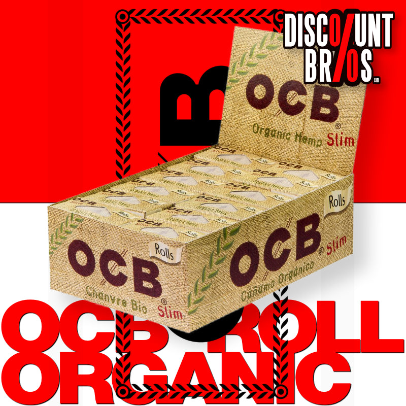 24er Verkaufsdisplay OCB Organic Hemp Slim Rolls 4 m ungebleichtes Hanfpapier