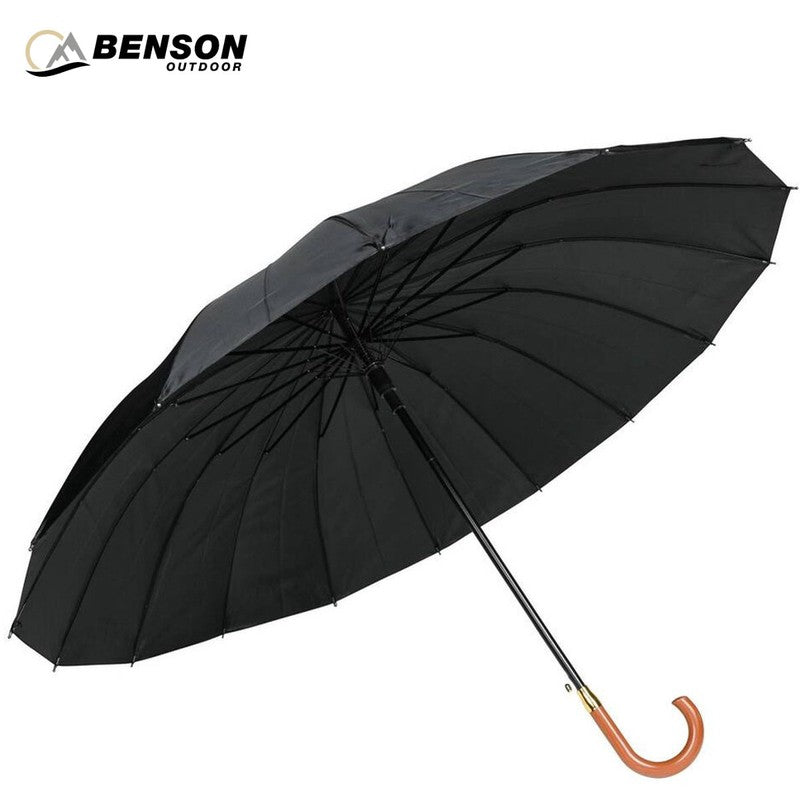 Schwarzer XL REGENSCHIRM mit 16 Speichen mit Automatiköffnung Ø120cm