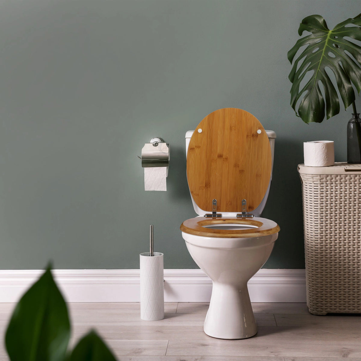 Relaxdays WC-Sitz Bambus mit Absenkautomatik und Schnellverschluss