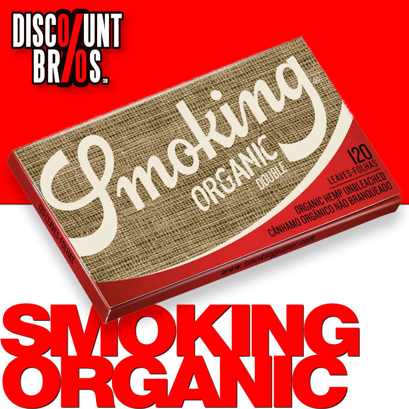 SMOKING ORGANIC Double Window Papers UNGEBLEICHT Zigarettenpapier 120 Blatt 69×37mm