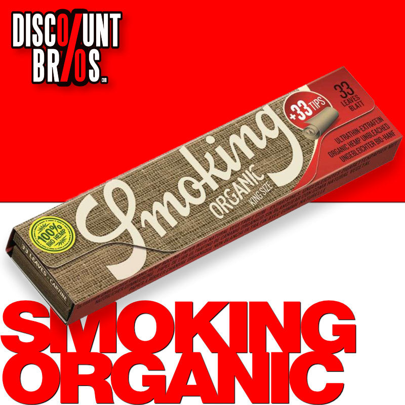 SMOKING ORGANIC Hemp HANF King Size Papers 33 Blatt Zigarettenpapier + Filter Tips