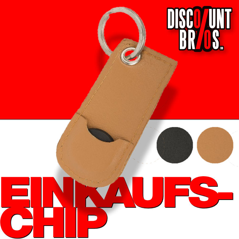 Schlüsselanhänger aus Leder mit Einkaufschip