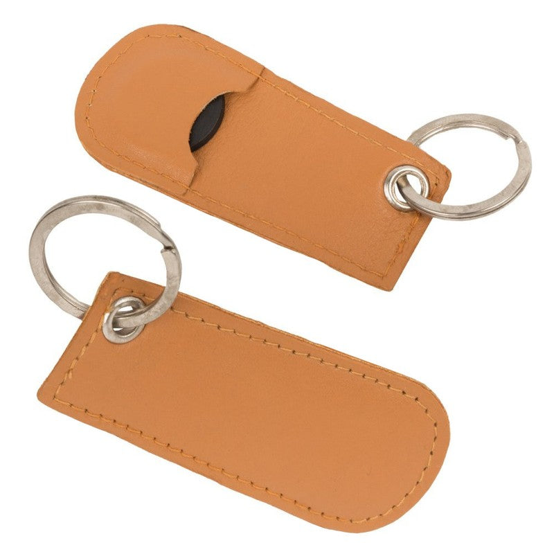 Schlüsselanhänger aus Leder mit Einkaufschip